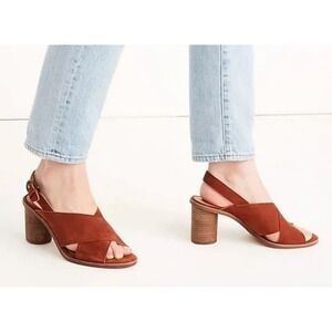 Madewell Ruthie Block Heel‎ Sandals Sz 10 Spiced Cider Rust Suede Leather Boho